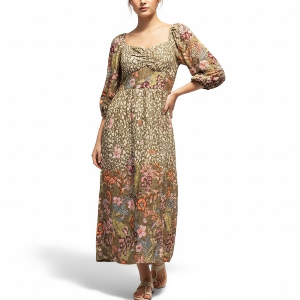 Z&L Europe Smock Dress Size Large Cottage Fall Boho Floral Cotton Breathable NWT